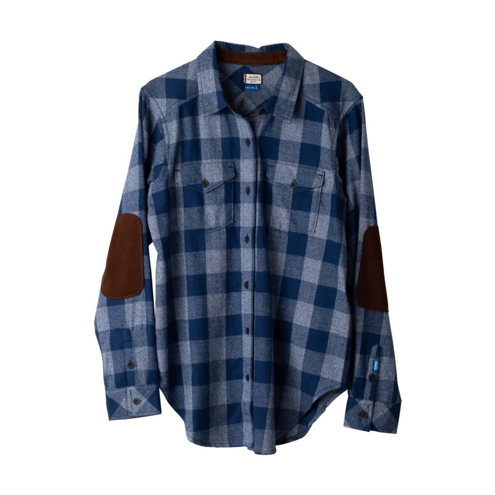 KAVU Blueberry Pie Blue Billie Jean Long Sleeve Flannel Button Down Top Size XS - Picture 1 of 12